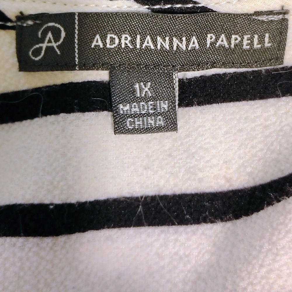 Adrianna Papell Nautical Striped Plus Size Tunic Top 1X Coastal 3/4 Sleeve - Picture 7 of 9